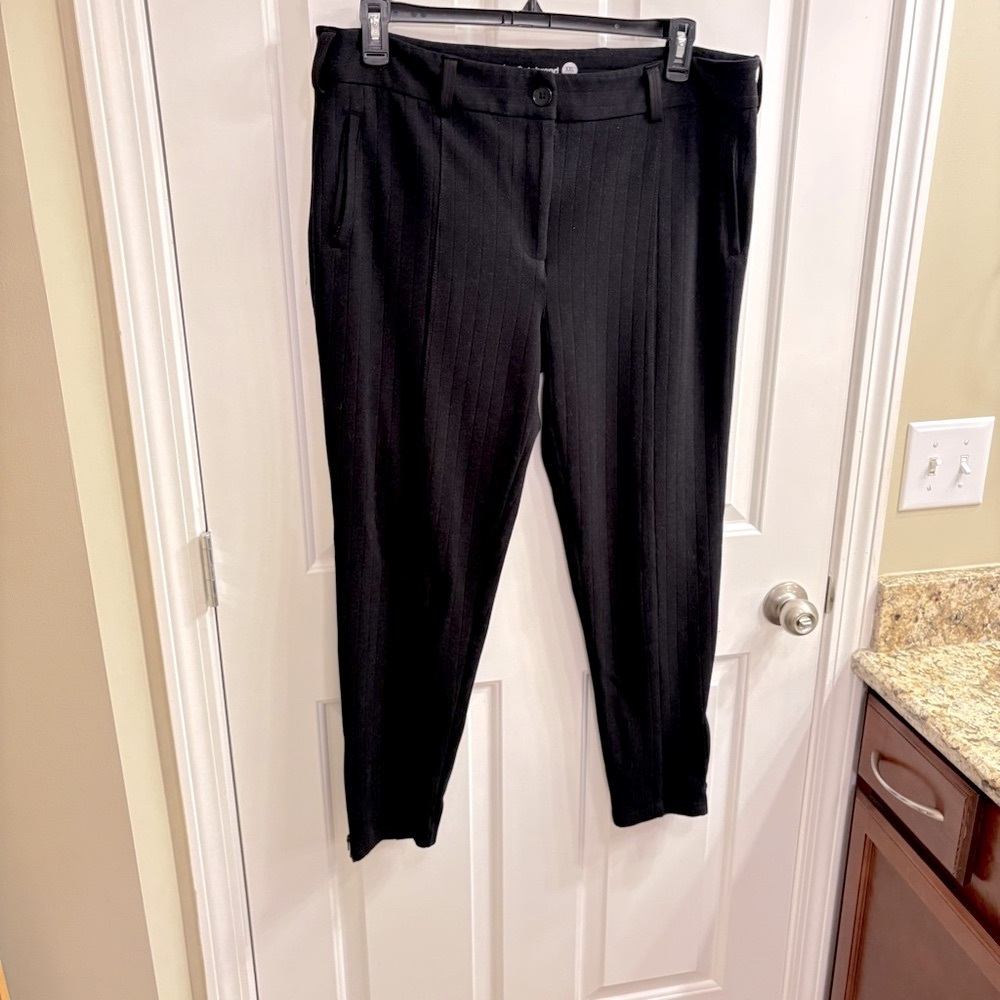 Betabrand Yoga Pant Dress Pants Heather Gray Stripe Slim Leg XXL Long